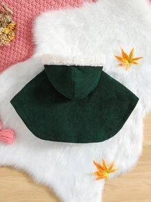 嬰兒毛絨內襯燈芯絨連帽斗篷外套