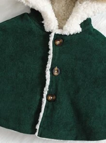 嬰兒毛絨內襯燈芯絨連帽斗篷外套