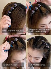 4 piezas Horquilla con diseño de diamante de imitación - Multicolor - Ver 3