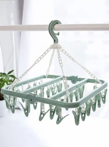 1 pieza de plástico Percha de calcetín con Pinza - Verde - Ver 3