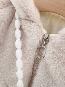 Baby Zip Up Hooded Flannel Coat & Bag