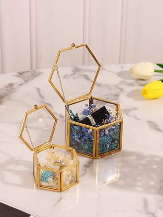 1 件豪华电镀金属结婚订婚戒指礼盒、珠宝展示、母亲节/生日礼物