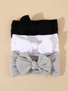 3pcs Baby Bow Decor Hair Band Love Valentine - Multicolor - View 1