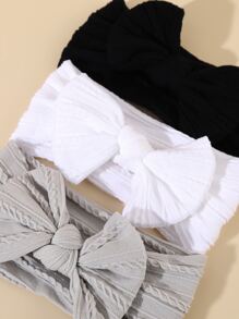 3pcs Baby Bow Decor Hair Band Love Valentine - Multicolor - View 2