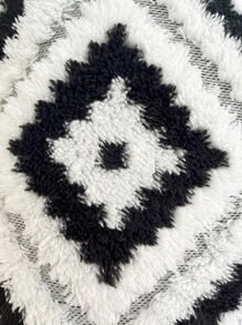 1pc Bohemian Style Square Cushion Cover, Plush Pillow Case Suitable For Living Room Bedroom All Seasons - Multicolor - View 4