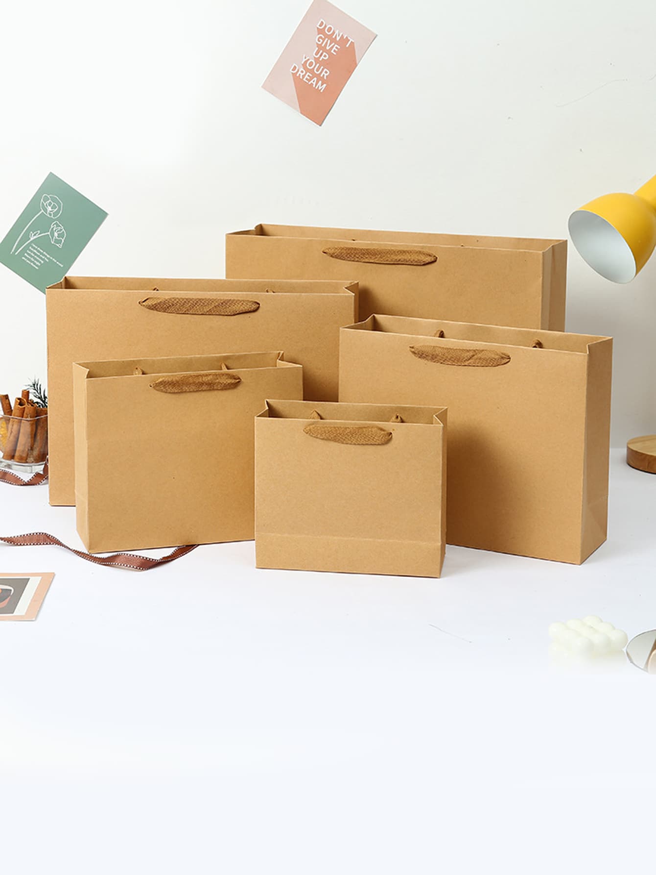 6 piezas Bolsa de regalo liso - Marrón - Ver 1