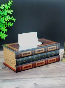 1入組書本設計紙巾盒 - 彩色 - 查看 2