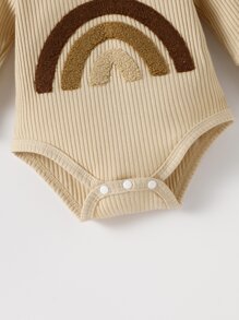 男嬰彩虹補丁貼連體衣和運動褲 - 卡其色 - 查看 7