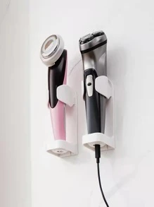 1 pieza Titular de la maquinilla de afeitar de plástico montado en la pared - Blanco - Ver 1