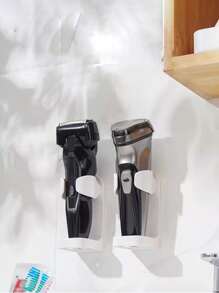 1 pieza Titular de la maquinilla de afeitar de plástico montado en la pared - Blanco - Ver 2