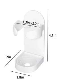 1 pieza Titular de la maquinilla de afeitar de plástico montado en la pared - Blanco - Ver 5