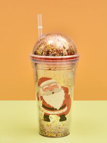 1pc Christmas Santa Claus Straw Cup - Multicolor - View 1