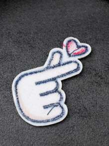 1pc Heart & Gesture Embroidered Iron-on Patch, Creative Polyester Patch For Clothing