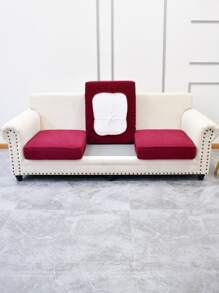 1入組葉子圖案有彈性沙發座套 - 酒紅色 - 查看 3