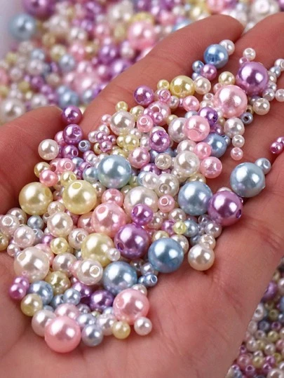 150pcs Random Color DIY Bead, Colorful ABS Faux Pearl Design Bead For DIY Sewing