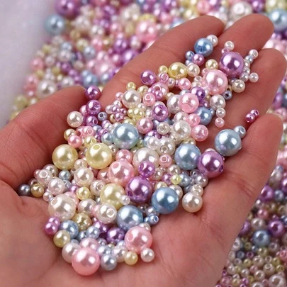 Cuentas de bricolaje de colores aleatorios de 150 piezas, cuentas de diseño de perlas de imitación ABS coloridas para costura de bricolaje