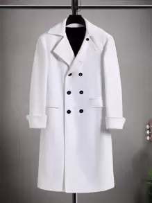 Manfinity Homme 男士1入組雙排釦花呢外套 - 白色 - 查看 3