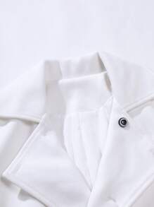 Manfinity Homme 男士1入組雙排釦花呢外套 - 白色 - 查看 5