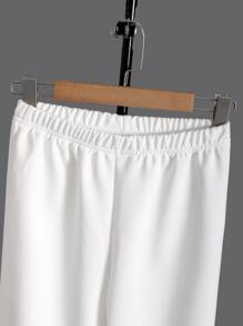 SHEIN 少女蝴蝶印花下垂肩連帽衫和運動長褲 - 白色 - 查看 5