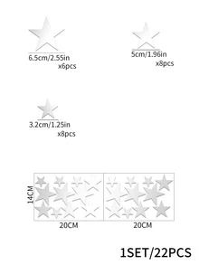 22 cái Hình Sao Hình Dán Tường Gương - Bạc - Xem 3