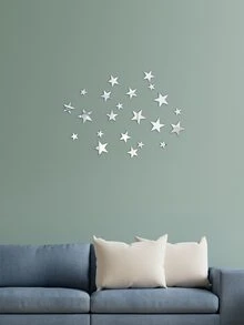 22 cái Hình Sao Hình Dán Tường Gương - Bạc - Xem 4