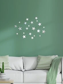 22 cái Hình Sao Hình Dán Tường Gương - Bạc - Xem 2