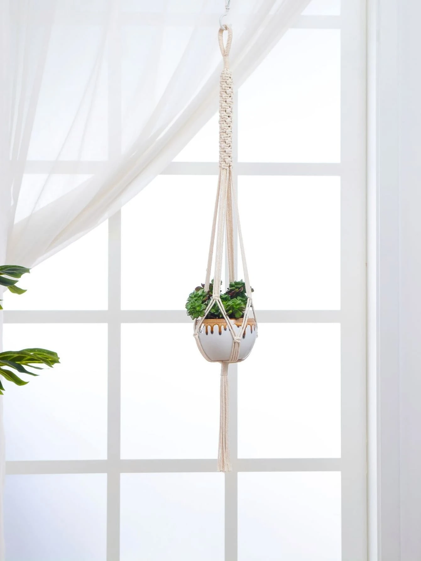 1pc Woven Hanging Basket - Multicolor - View 1