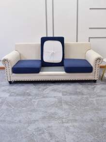 1入組素色防水有彈性沙發座墊套 - 藏蓝色 - 查看 4