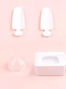 FULL BEAUTY 4pcs Nail Art Glitter Storage Box,Nail Supplies,Nail Tools,Nail Art Tools,Back To School,Nails,Nail Tools For Press On Nails - White - View 2