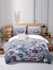 Floral Pattern Duvet Cover Set Without Filler - Multicolor - View 1