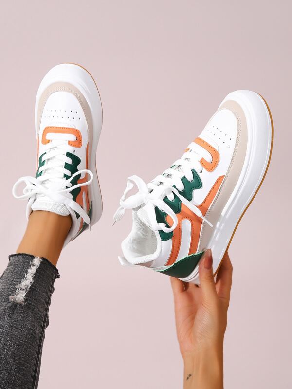 Color Block Lace-up Front Skate Shoes