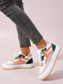 Color Block Lace-up Front Skate Shoes - Multicolor - View 2
