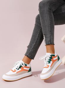 Color Block Lace-up Front Skate Shoes - Multicolor - View 3