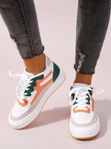 Color Block Lace-up Front Skate Shoes - Multicolor - View 4