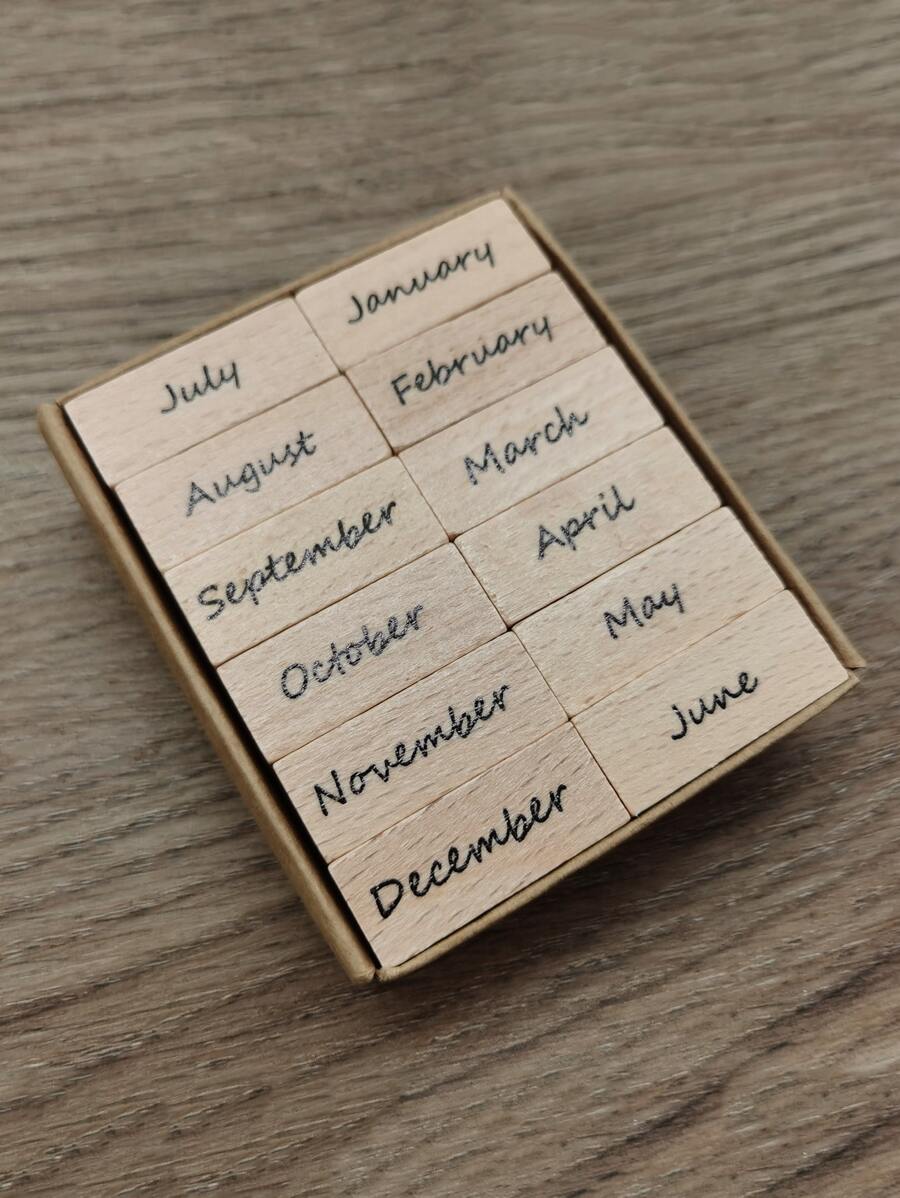 12pcs Letter Graphic Wooden Stamp Back To School - Multicolor - View 1