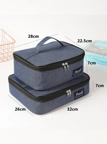 1 Pieza Bolsa Grande De Almuerzo Cuadrada De Mezclilla De Gran Capacidad - Azul Marino - Ver 3