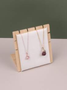 1 pieza Estante de almacenamiento de collares de bambú - Beis - Ver 2