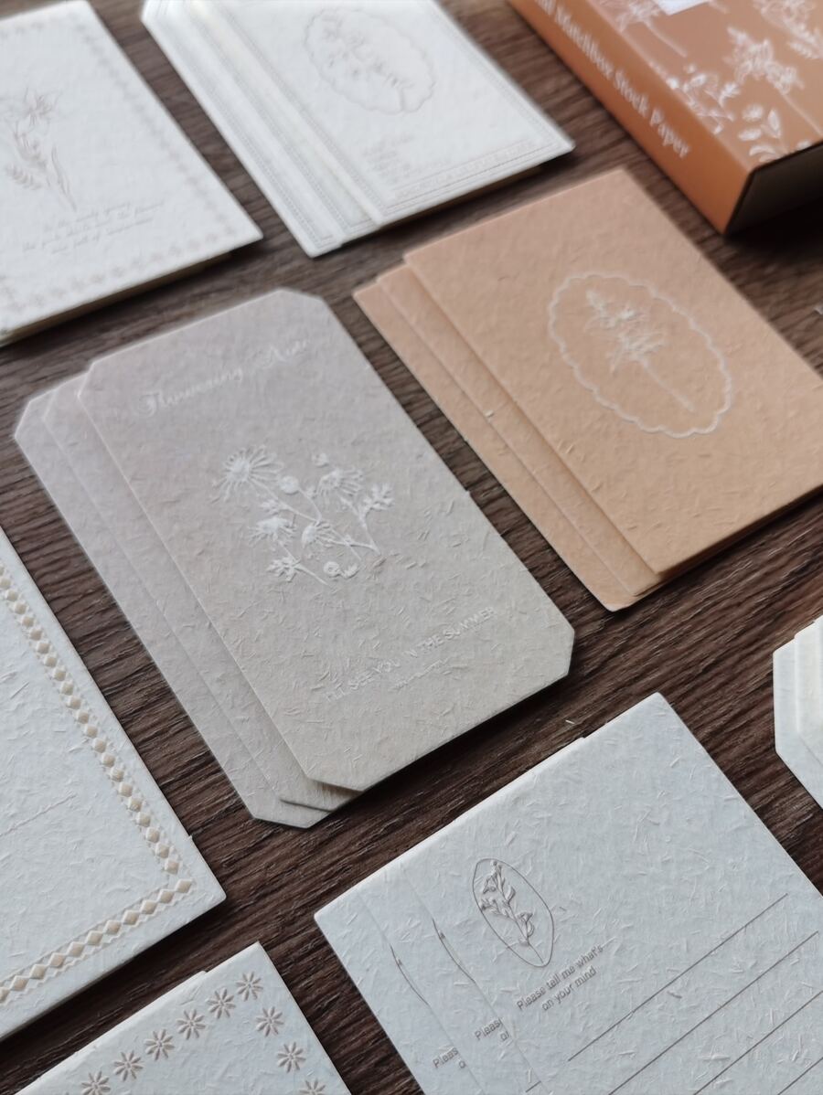 30 件/盒复古压花吊牌装饰便条纸文具用品 - 彩色 - 查看 1