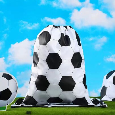 1 件足球图案抽绳旅行收纳袋，波西米亚风