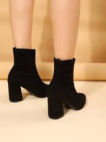 粗跟經典靴 - 黑色 - 查看 2