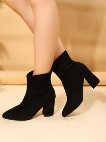 粗跟經典靴 - 黑色 - 查看 4