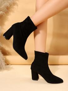 粗跟經典靴 - 黑色 - 查看 5