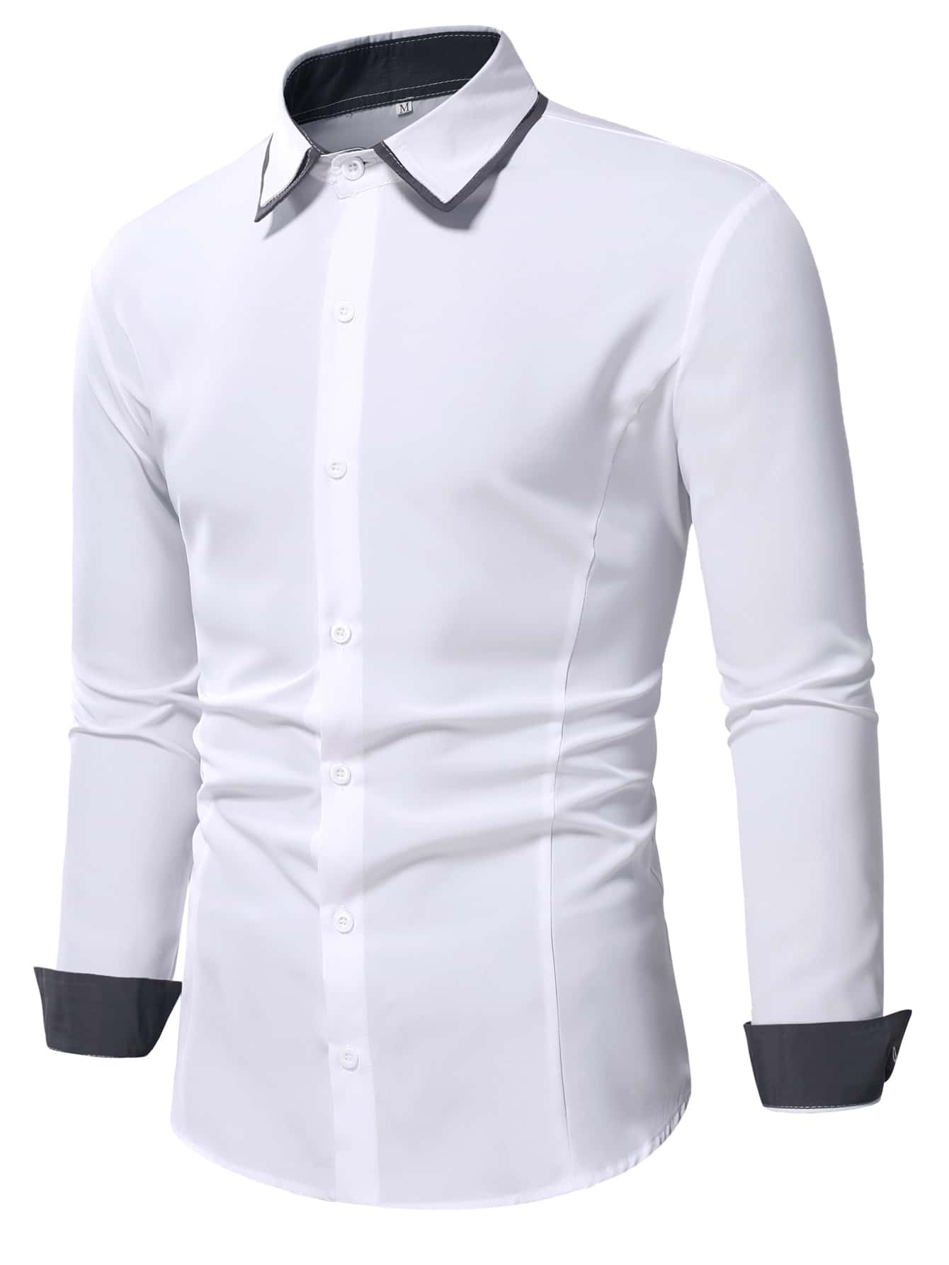 Manfinity Men Contrast Trim Shirt - White - View 1