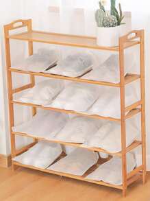 3pcs Solid Drawstring Shoe Storage Bag - White - View 1