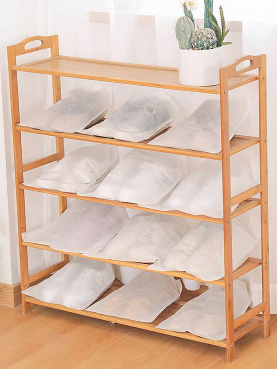 3pcs Solid Drawstring Shoe Storage Bag - White - View 1