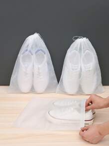 3pcs Solid Drawstring Shoe Storage Bag - White - View 2