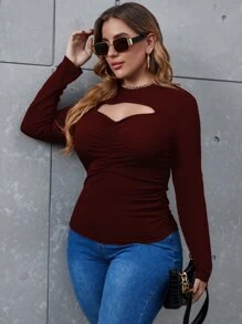 Celure Camiseta con abertura fruncido delantero - Granate - Ver 1