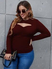 Celure Camiseta con abertura fruncido delantero - Granate - Ver 3