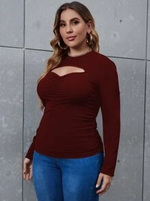 Celure Camiseta con abertura fruncido delantero - Granate - Ver 5