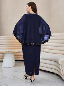 Modelyn Vestido Capa unicolor - Azul Marino - Ver 2